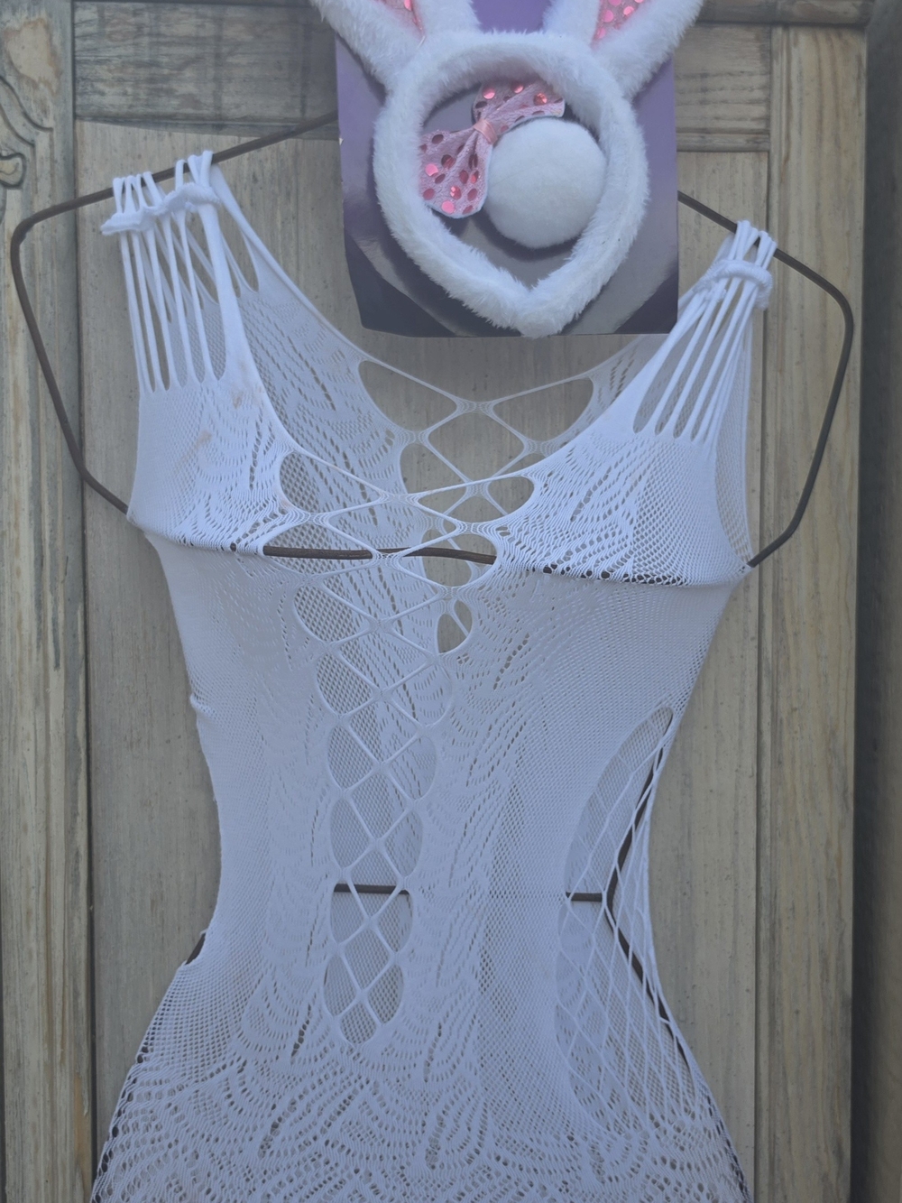 White Lace-Up Fishnet Bodysuit – Women Intimates & Sleepwear